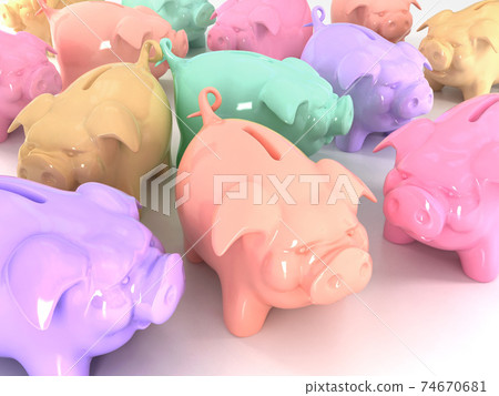 many piggy banks 3d rendering many piggy banks 3d rendering 74670681