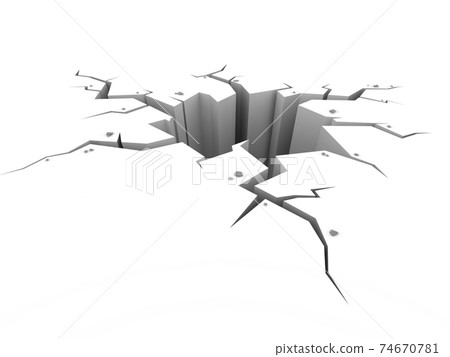 earth ground crack on white background earth ground crack on white background 74670781