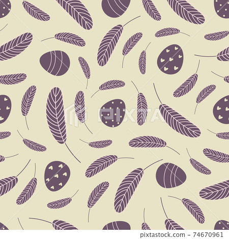 Eggs and feathers Easter seamless pattern - Stock Illustration ...