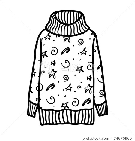 Cute knitted sweater with Christmas patterns Cute knitted sweater with Christmas patterns 74670969