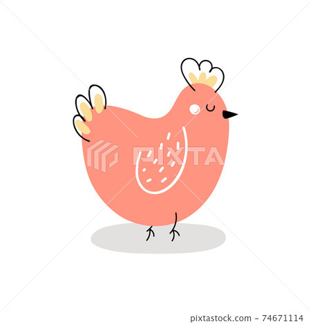Cute chicken on white background. Easter chicken 74671114