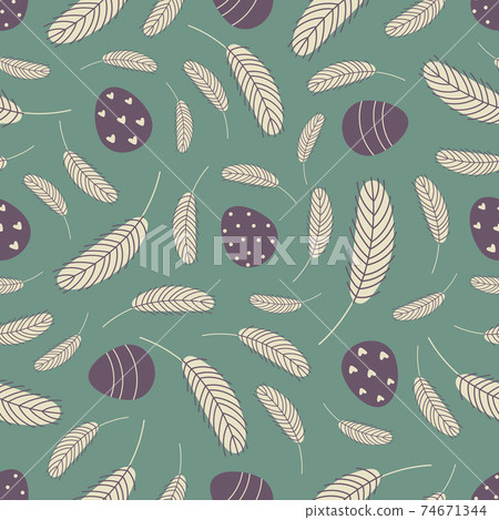 Eggs and feathers Easter seamless pattern - Stock Illustration ...