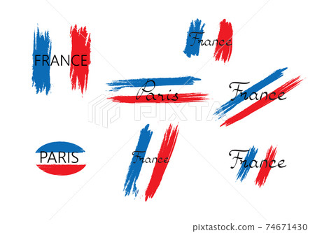 French flag with handwritten lettering France brush stroked national country design element 74671430