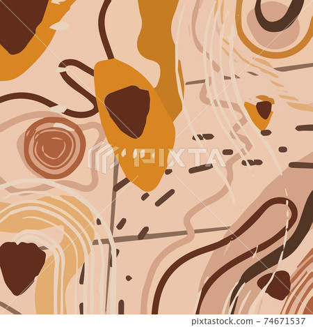 Abstract modern pattern with organic shapes, spots, lines, dots 74671537
