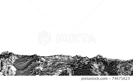 Abstract vintage woodcut printing physical geography foreground stock 74671623