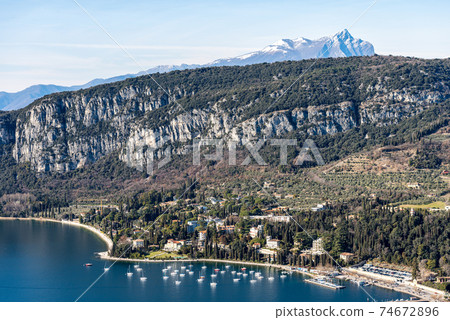 Aerial View of the Small Garda Town - Lake Garda Veneto Italy 74672896