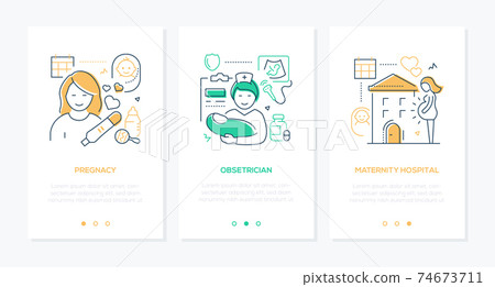 Pregnancy - modern line design style web banners 74673711