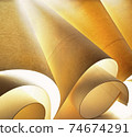 Ribbed sheets of paper rolled up 74674291