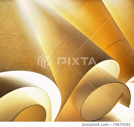 Ribbed sheets of paper rolled up Ribbed sheets of paper rolled up 74674291