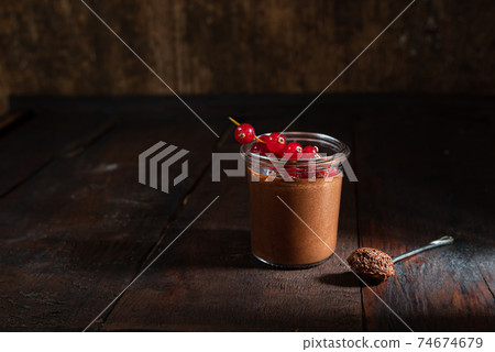 Chocolate mousse on the old table Chocolate mousse on the old table 74674679