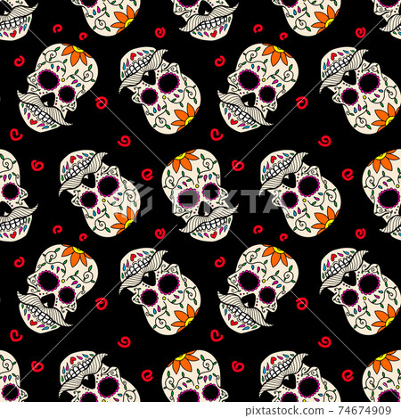 Seamless pattern with mexican sugar skulls.... - Stock Illustration ...