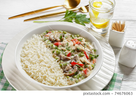 chicken a la king in a bowl 74676063