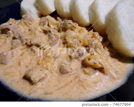 Pork, dumplings, cabbage. Pork, dumplings, cabbage. 74677904
