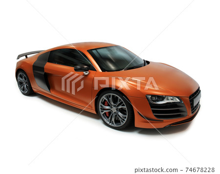 Fast luxury sporty red and orange car 74678228