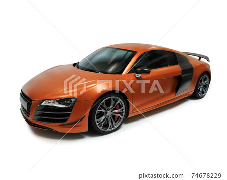 Fast luxury sporty red and orange car 74678229