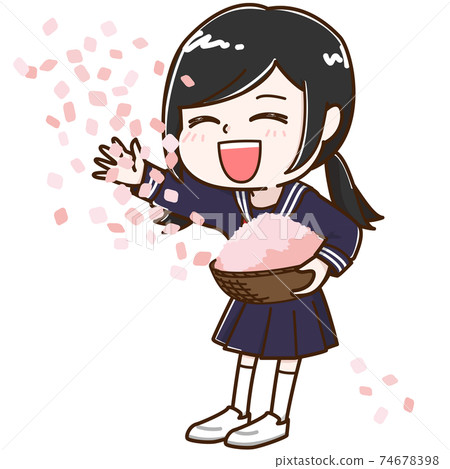 Girl who scatters confetti, senior sailor suit Girl who scatters confetti, senior sailor suit 74678398