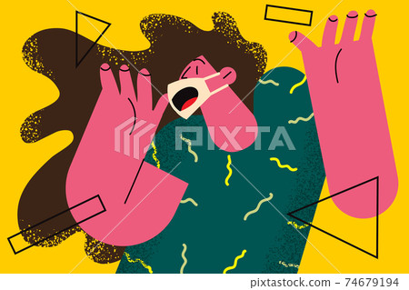 Shock, pandemic, surprise emotions concept 74679194