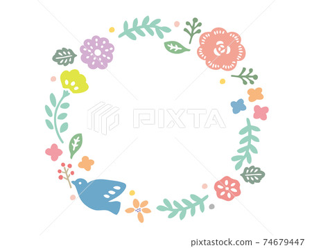 可愛的花朵裝飾框 74679447