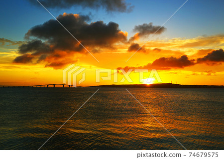 Sunset over Irabu Island, Miyakojima, Okinawa 74679575