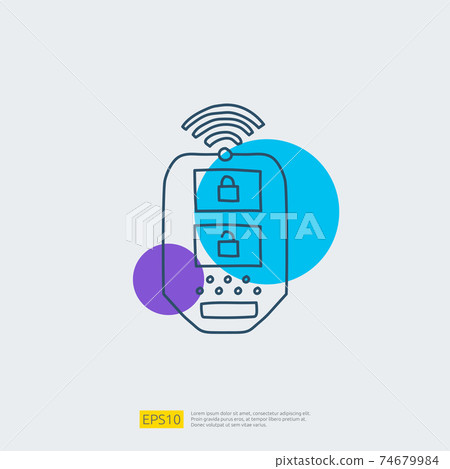 car alarm keychain icon. remote key lock control doodle sign symbol. Element of security for mobile concept vector illustration car alarm keychain icon. remote key lock control doodle sign symbol. Element of security for mobile concept vector illustration 74679984