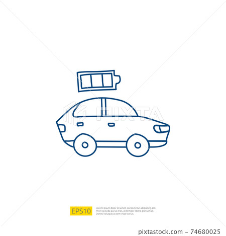 battery level status of electric car. doodle icon sign symbol vehicle concept. eco green friendly transportation on white background vector illustration battery level status of electric car. doodle icon sign symbol vehicle concept. eco green friendly transportation on white background vector illustration 74680025