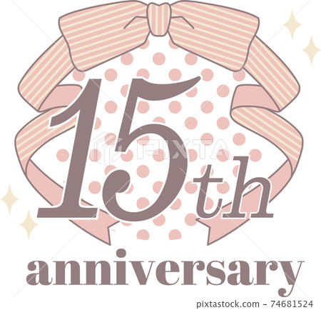 少女絲帶和圓點週年紀念會徽徽標15週年 74681524