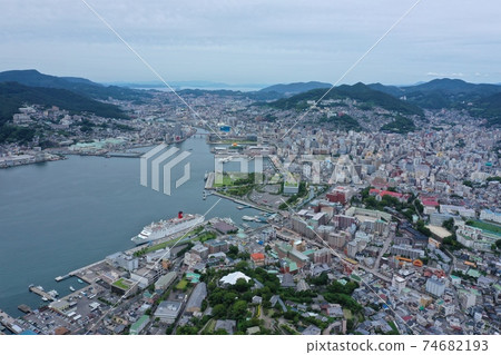 Drone aerial view of Nagasaki Port 74682193