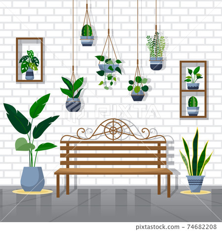 Tropical Houseplant Green Decorative Plant Interior House Illustration Tropical Houseplant Green Decorative Plant Interior House Illustration 74682208