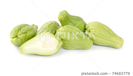 fresh chayote isolated on white background. 74683779