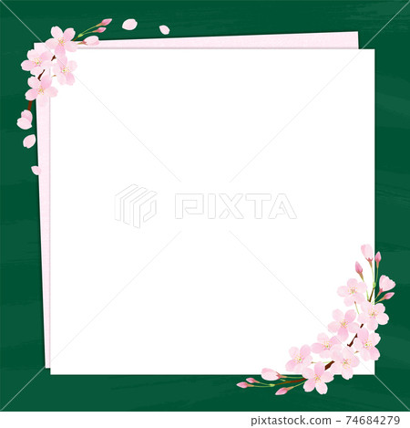 Blackboard and cherry blossom vector frame material Blackboard and cherry blossom vector frame material 74684279
