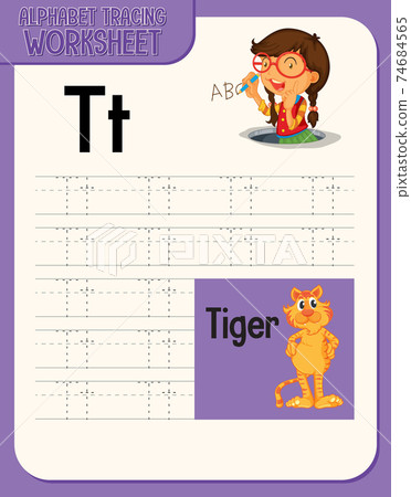 Alphabet tracing worksheet with letter and vocabulary 74684565