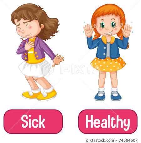 Opposite adjectives words with sick and healthy 74684607
