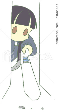 Girl vacuuming the gap (without mouth) 74684653