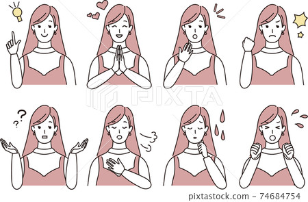 Female facial expression set 74684754