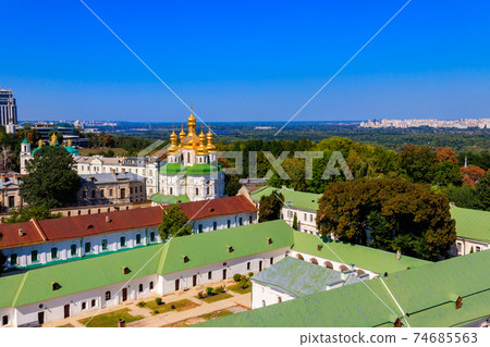 View of Church of All Saints in Kiev Pechersk Lavra (Kiev Monastery of the Caves) in Ukraine. Kiev cityscape View of Church of All Saints in Kiev Pechersk Lavra (Kiev Monastery of the Caves) in Ukraine. Kiev cityscape 74685563