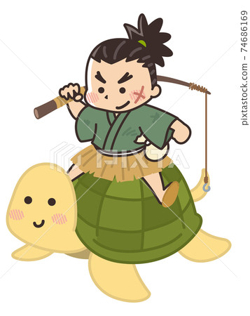 Urashima Taro straddling a turtle Japanese folk tale 74686169