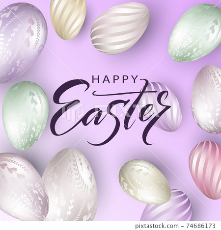 Easter light purple illustration, eggs with a beautiful pattern Easter light purple illustration, eggs with a beautiful pattern 74686173