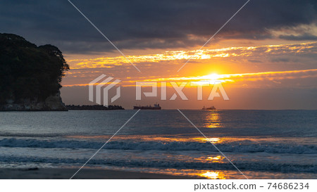 Cape Ryugu Iwama Beach Sunrise 74686234