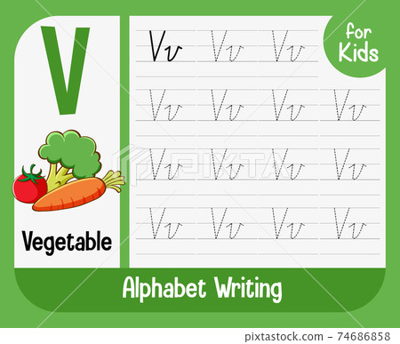 Alphabet tracing worksheet with letter and vocabulary 74686858