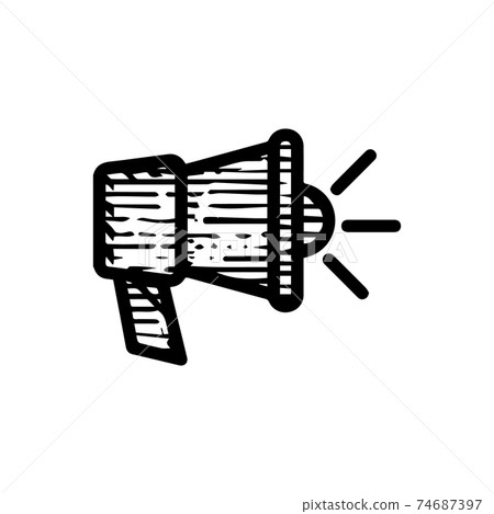 megaphone icon hand drawn vector illustration isolated on white megaphone icon hand drawn vector illustration isolated on white 74687397