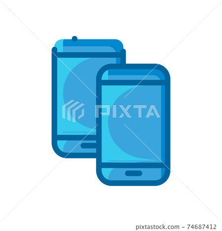 laptop computer phone storage blue flat icon isolated on white b laptop computer phone storage blue flat icon isolated on white b 74687412