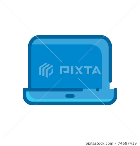 laptop computer phone storage blue flat icon isolated on white b laptop computer phone storage blue flat icon isolated on white b 74687419