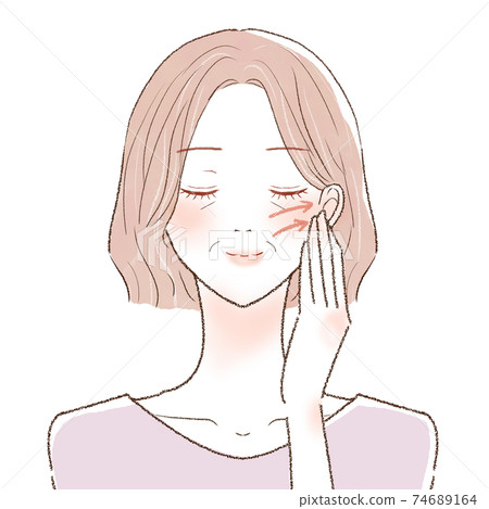 Middle-aged woman lifting up her face Middle-aged woman lifting up her face 74689164