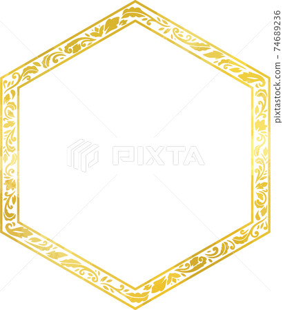 金六角形框架矢量素材 金六角形框架矢量素材 74689236