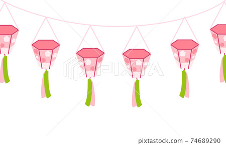 櫻花觀賞燈籠矢量插畫 74689290