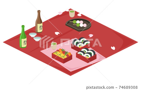 矢量圖的櫻花觀賞休閒紙(等距,等距) 矢量圖的櫻花觀賞休閒紙(等距,等距) 74689308