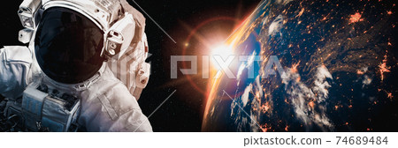 Astronaut spaceman do spacewalk while working for space station Astronaut spaceman do spacewalk while working for space station 74689484