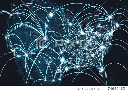 USA network connection covering the nation with lines of innovative perception USA network connection covering the nation with lines of innovative perception 74689485