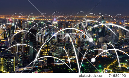 Smart digital city with globalization abstract graphic showing connection network Smart digital city with globalization abstract graphic showing connection network 74689490