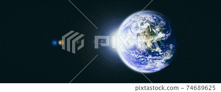 Planet earth globe view from space showing realistic earth surface and world map Planet earth globe view from space showing realistic earth surface and world map 74689625